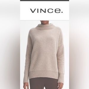 Plush Cashmere Funnel Neck Sweater.  Color Heather Hazel